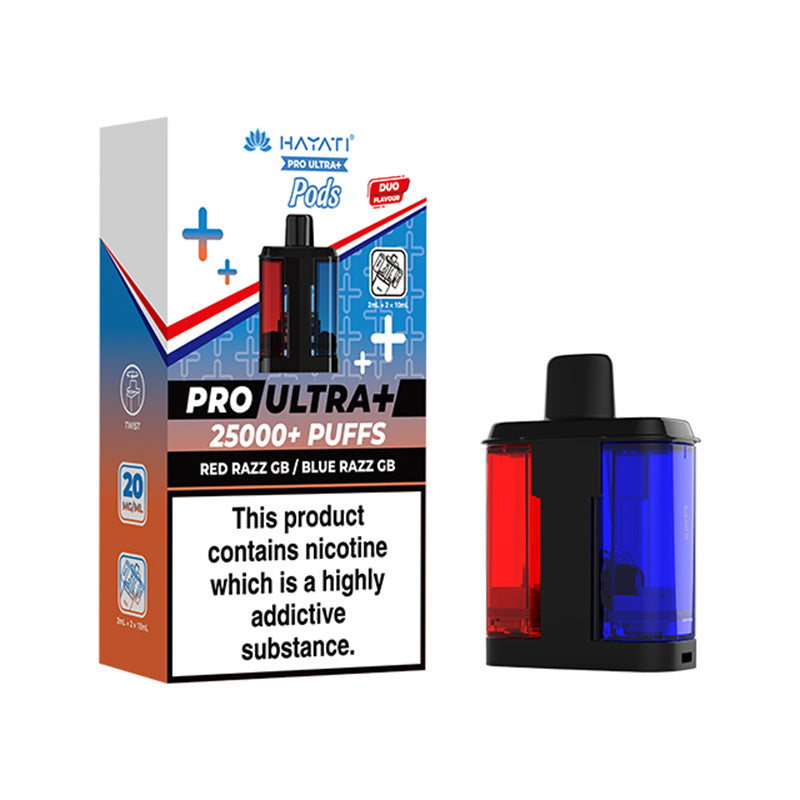 Hayati Pro Ultra+ 25K Prefilled Pods Red Razz GB- Blue Razz GB