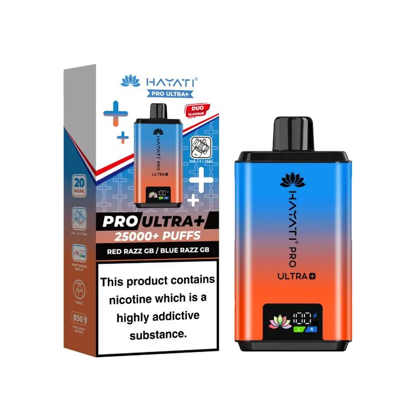 Hayati Pro Ultra+ 25K Prefilled Pod Kit Red Razz GB- Blue Razz GB