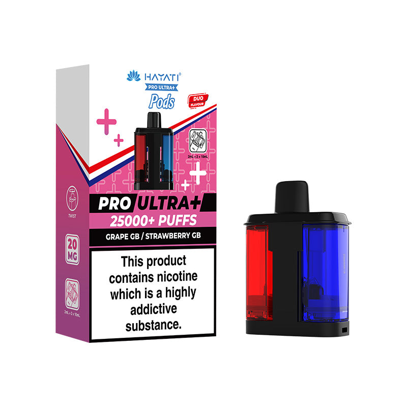 Hayati Pro Ultra+ 25K Prefilled Pods Grape GB- Strawberry GB