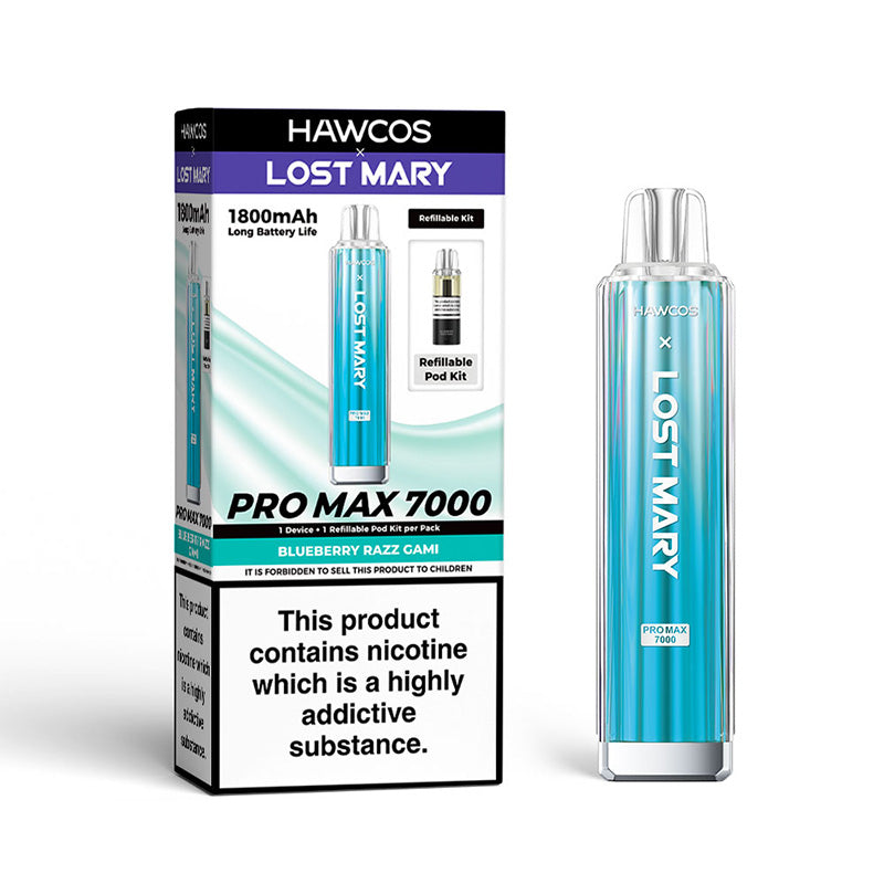 HAWCOS x Lost Mary Pro Max 7000 Refillable Kit (BLUEBERRY RAZZ GAMI)