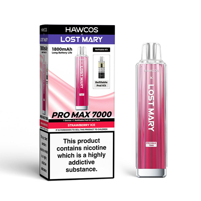 HAWCOS x Lost Mary Pro Max 7000 Refillable Kit (STRAWBERRY ICE)