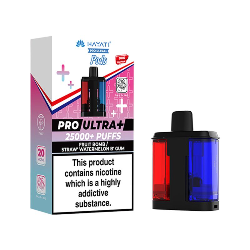 Hayati Pro Ultra+ 25K Prefilled Pods Fruit Bomb- Straw' Watermelon B'Gum
