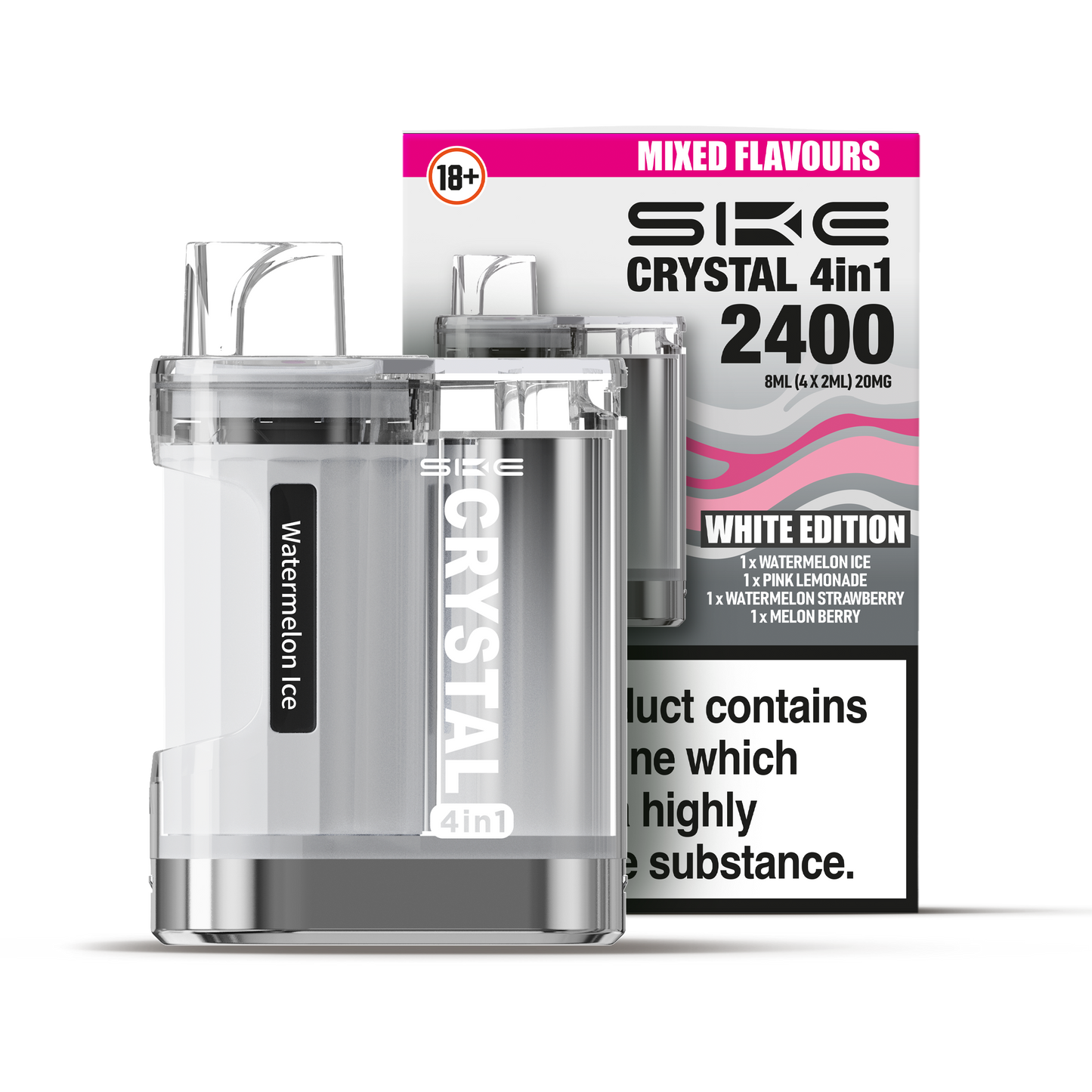 SKE Crystal 4-in-1 2400 Prefilled Pod Kit (WHITE EDITION)