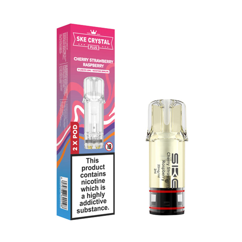 SKE Crystal Plus Prefilled Pods 2 Pack (CHERRY STRAWBERRY RASPBERRY)