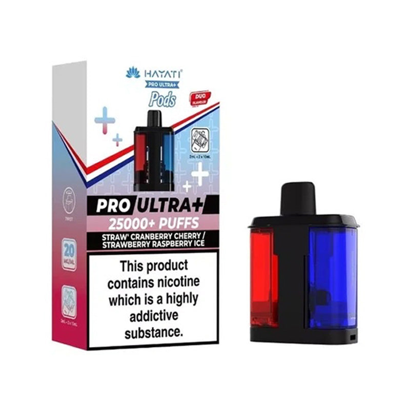 Hayati Pro Ultra+ 25K Prefilled Pods Straw' Cranberry Cherry- Strawberry Raspberry Ice