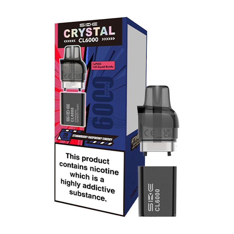 SKE Crystal CL6000 Prefilled Pods (STRAWBERRY RASPBERRY CHERRY)