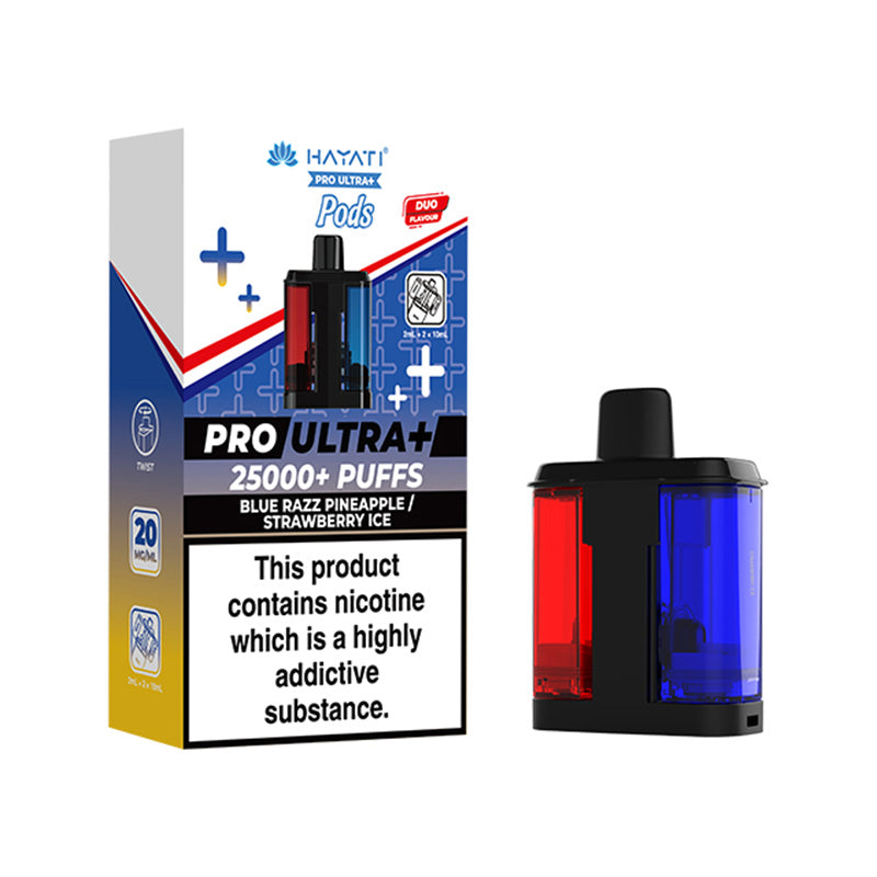 Hayati Pro Ultra+ 25K Prefilled Pods Blue Razz Pineapple- Strawberry Ice