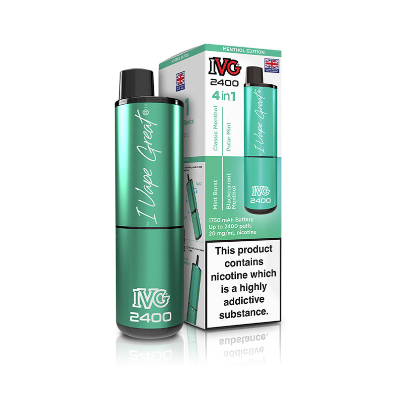 IVG 2400 4 In 1 Rechargeable Pod Kits (MENTHOL EDITION)