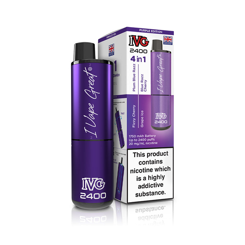 IVG 2400 4 In 1 Rechargeable Pod Kits (PURPLE EDITION)