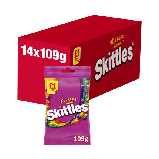 Skittles Vegan Chewy Sweets Wild Berry Fruit Flavoured Treat Bag 109g