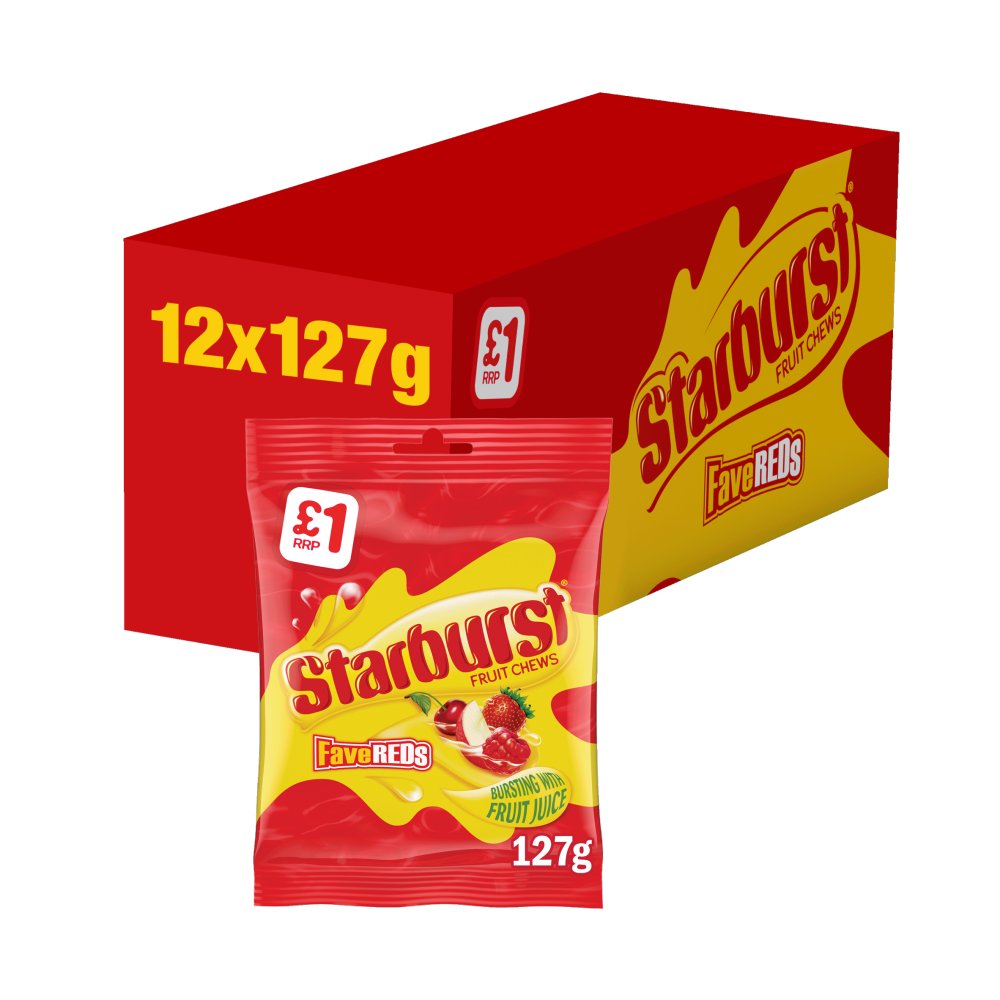Starburst Fave Reds Vegan Chewy Sweets Fruit Flavoured Treat Bag 127g