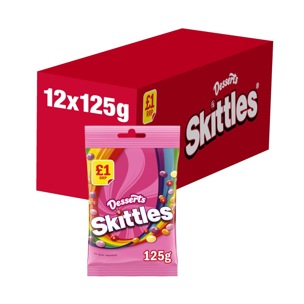 Skittles Vegan Sweets Dessert Flavoured Treat Bag 125g