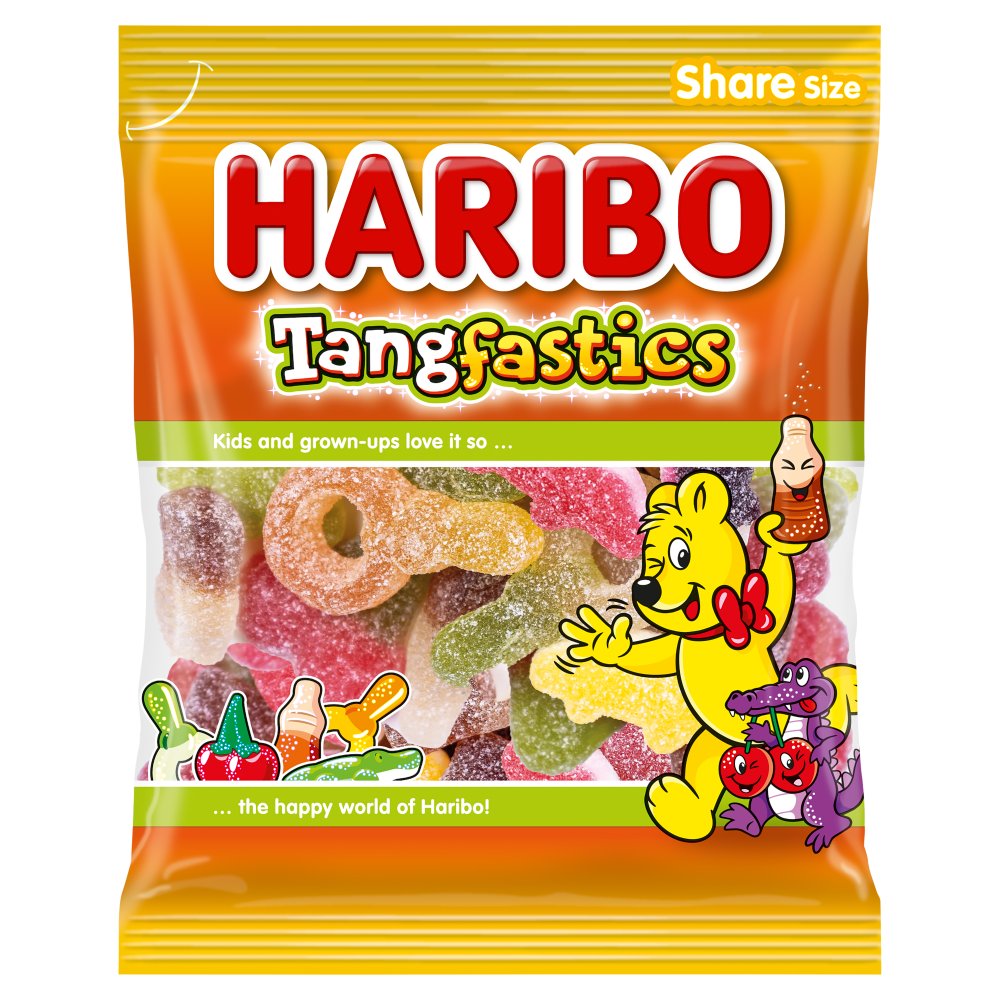 HARIBO Tangfastics Fruit & Cola Flavour Fizzy Jelly Sweets Sharing Bag 175g