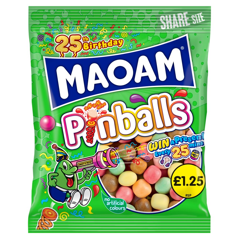 MAOAM Pinballs Fruit & Cola Flavour Chewy Sweets Sharing Bag 140g