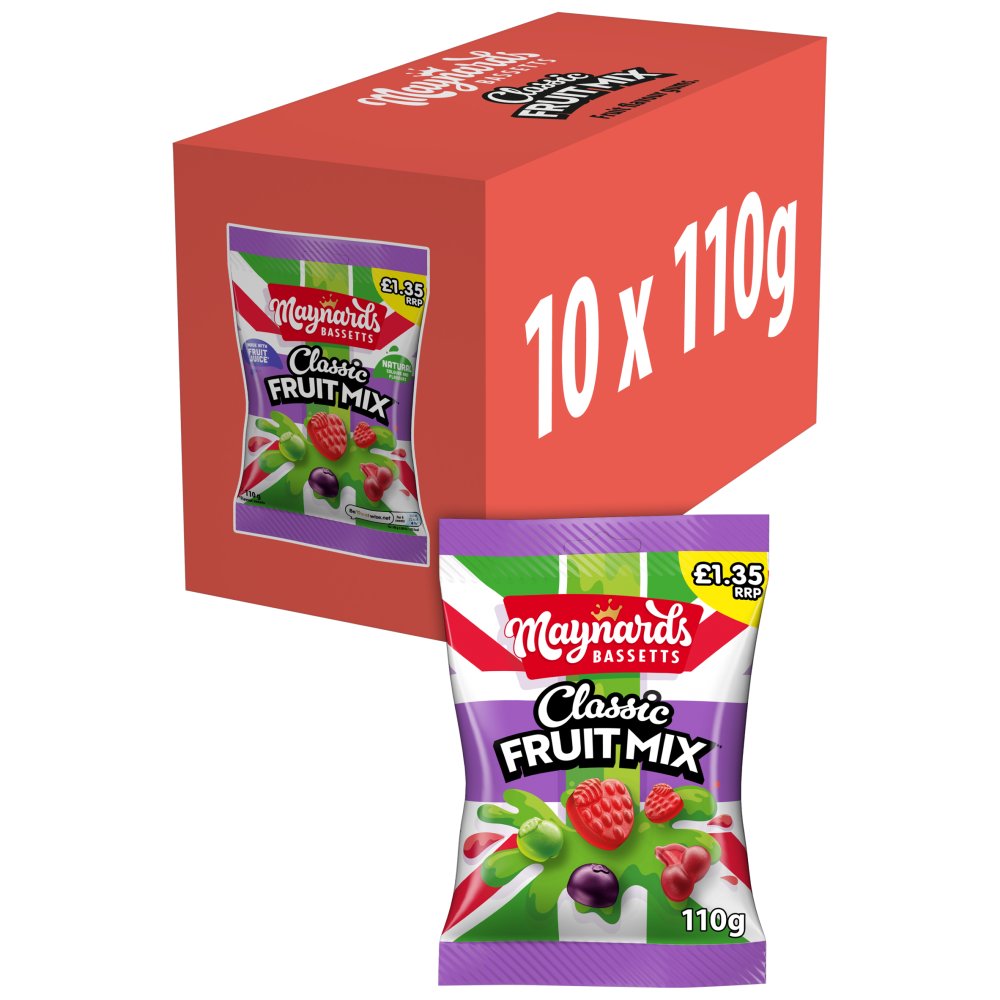 Maynards Bassetts Classic Fruit Mix Candy Sweets Sharing Bag 110g