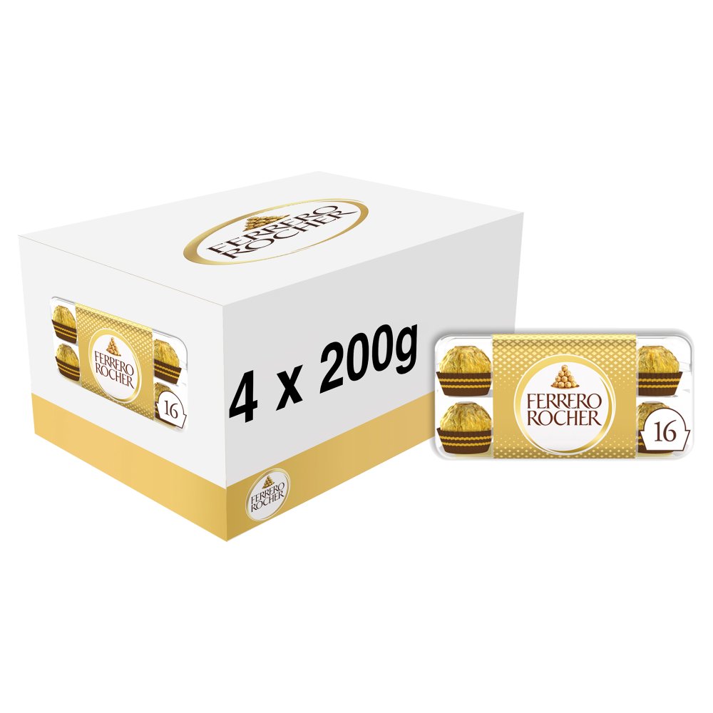 Ferrero Rocher Milk Chocolate Hazelnut Pralines Gift Box of Chocolates 16 Pieces 200g 200g × 5