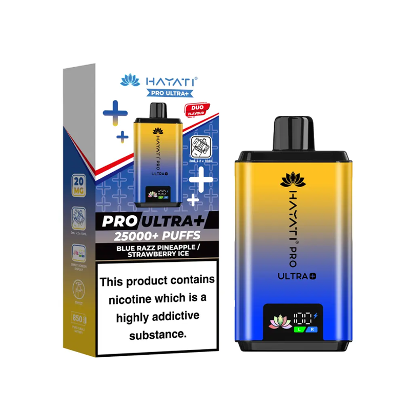 Hayati Pro Ultra+ 25K Prefilled Pod Kit Blue Razz Pineapple- Strawberry Ice