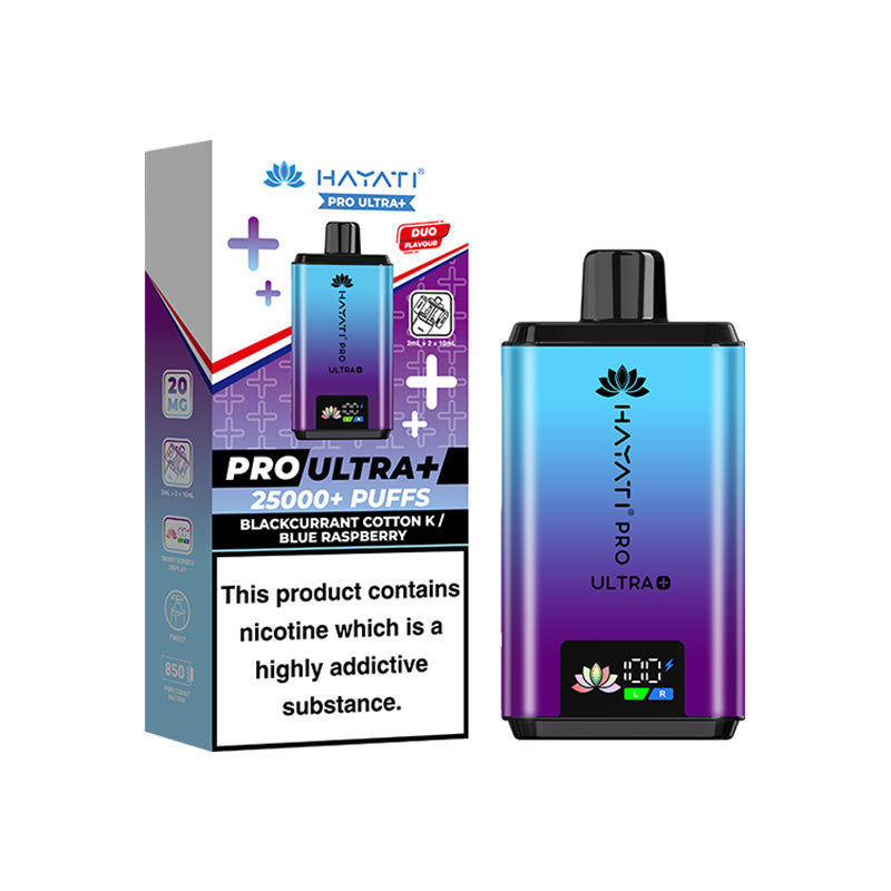 Hayati Pro Ultra+ 25K Prefilled Pod Kit Blackcurrant Cotton K- Blue Raspberry