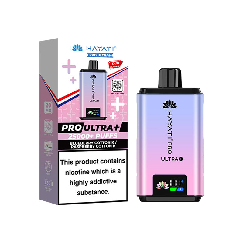 Hayati Pro Ultra+ 25K Prefilled Pod Kit Blueberry Cotton K Raspberry Cotton K