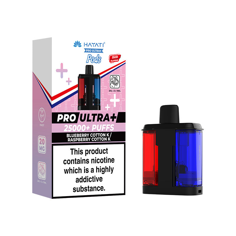 Hayati Pro Ultra+ 25K Prefilled Pods Blueberry Cotton K- Raspberry Cotton K