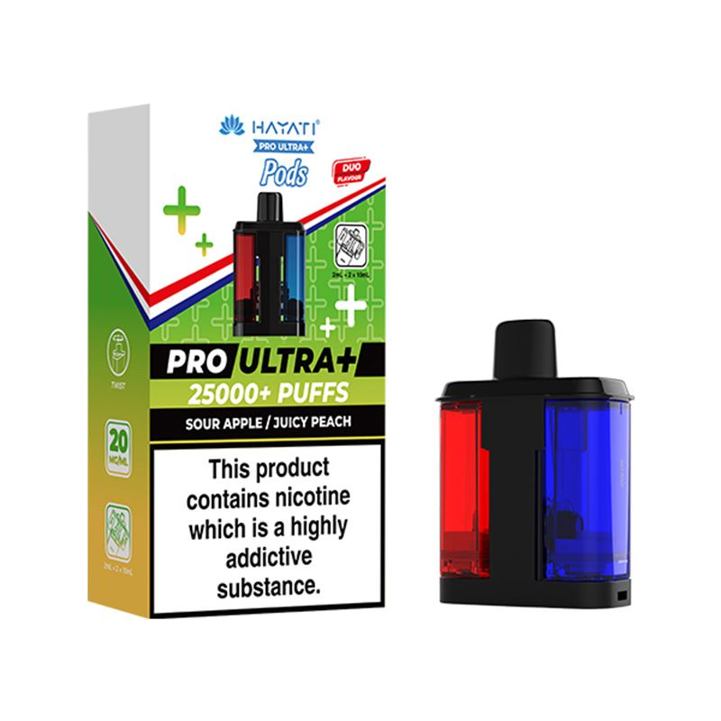 Hayati Pro Ultra+ 25K Prefilled Pods Sour Apple- Juicy Peach