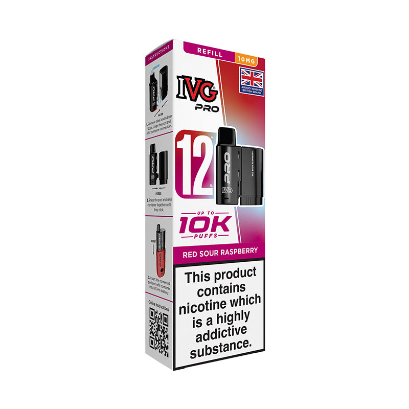IVG Pro 12 10mg Prefilled Pod (RED SOUR RASPBERRY)