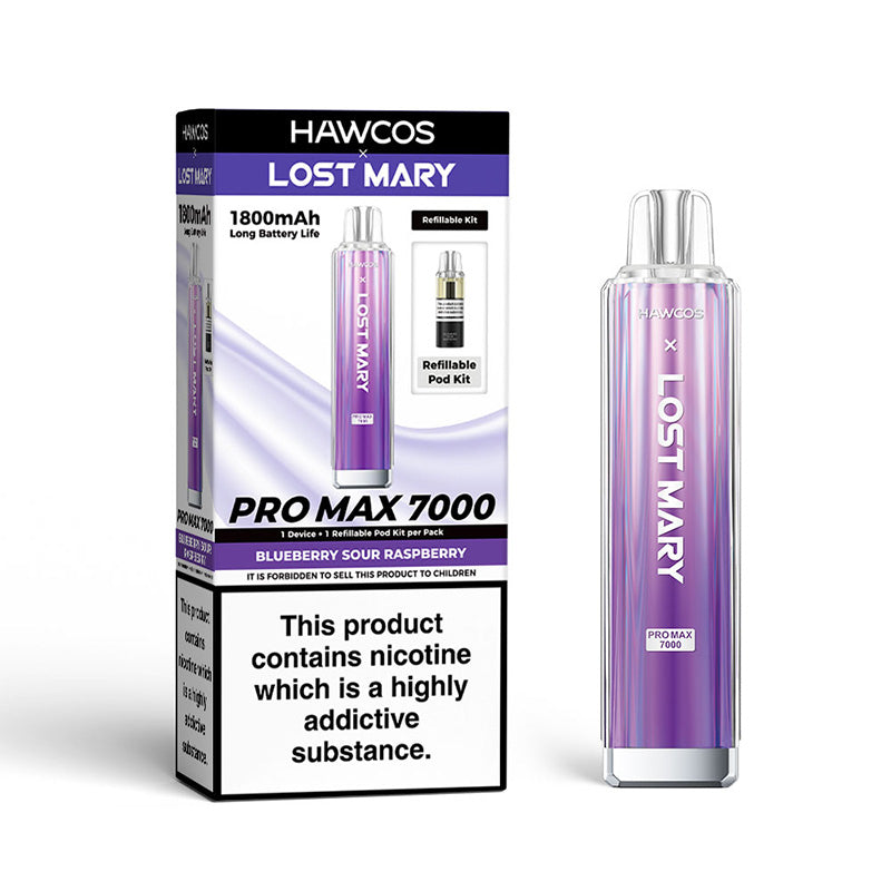 HAWCOS x Lost Mary Pro Max 7000 Refillable Kit (BLUEBERRY SOUR RASPBERRY)