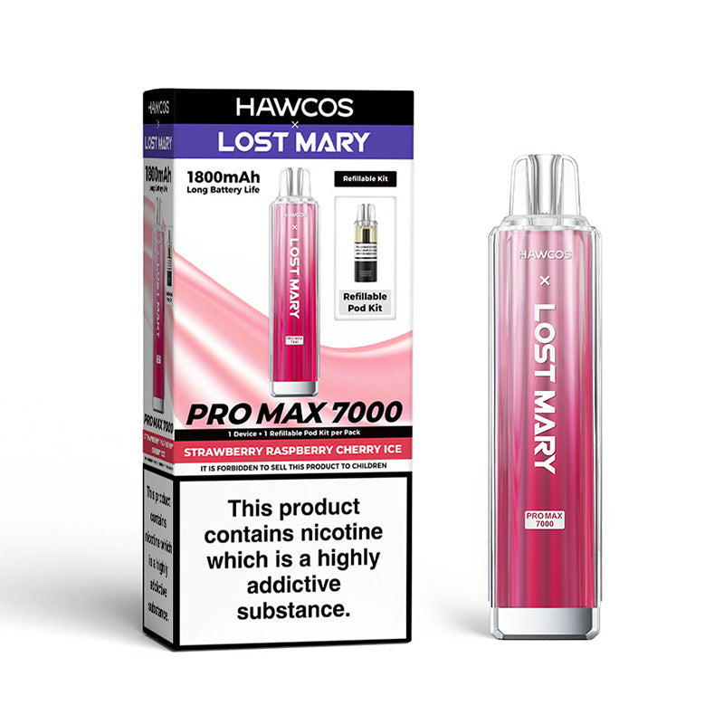 HAWCOS x Lost Mary Pro Max 7000 Refillable Kit (STRAWBERRY RASPBERRY CHERRY ICE)
