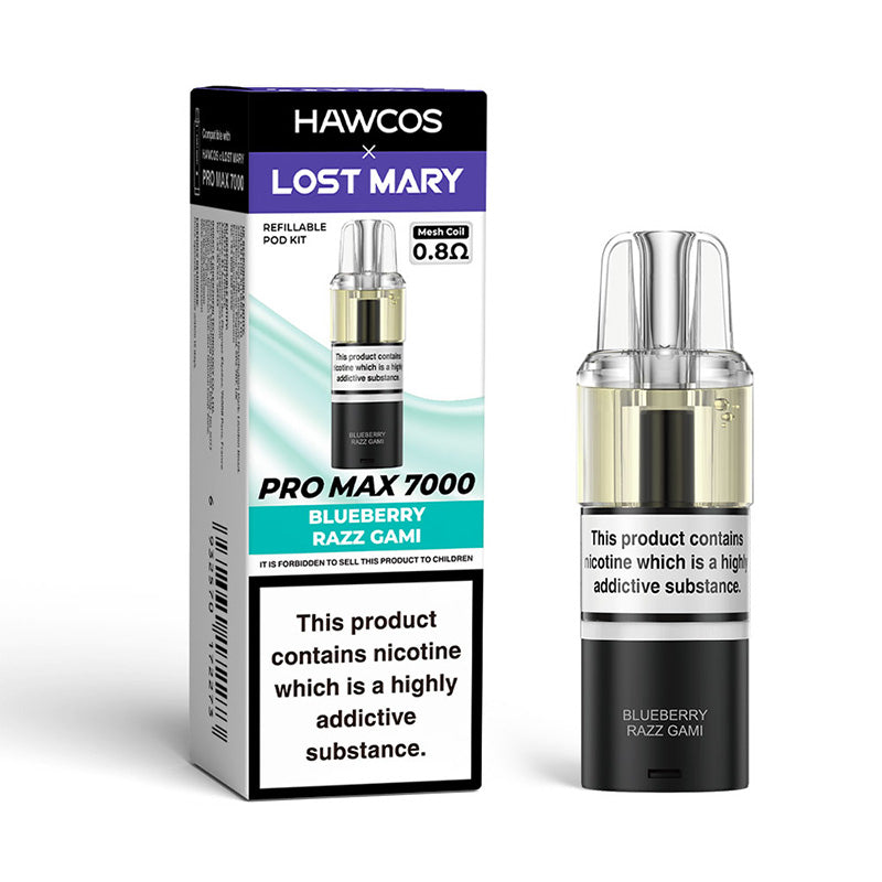 HAWCOS x Lost Mary Pro Max 7000 Refillable Pod (BLUEBERRY RAZZ GAMI)