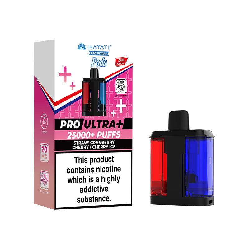 Hayati Pro Ultra+ 25K Prefilled Pods Straw' Cranberry Cherry- Cherry Ice