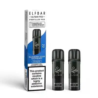 Elf Bar 600 Prefilled Pods 2 Pack Blueberry Sour Raspberry