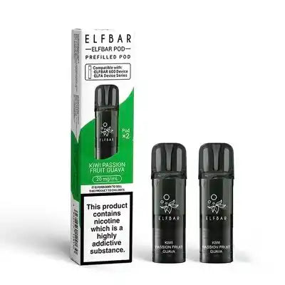 Elf Bar 600 Prefilled Pods 2 Pack Kiwi Passionfruit Guava
