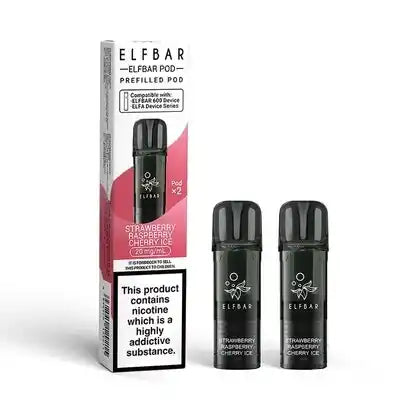 Elf Bar 600 Prefilled Pods 2 Pack Strawberry Raspberry Cherry Ice